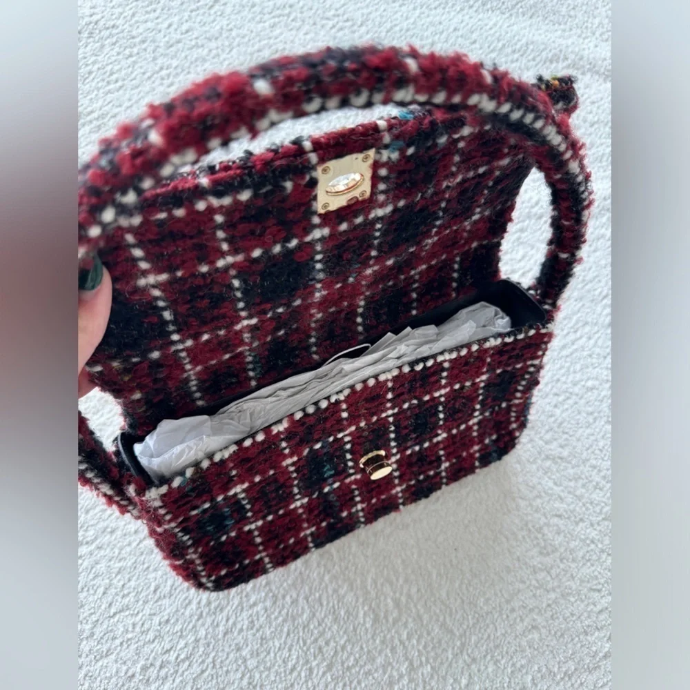 ANINE BING NWT Nico Bag in Cherry Plaid